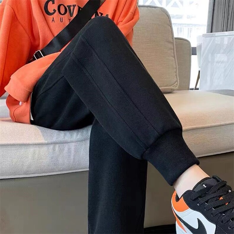 灰色运动裤女春秋薄款束脚九分小个子休闲宽松裤子显瘦卫裤女百搭，男装休闲裤，宏恒