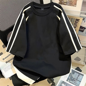 300克得物重磅100纯棉宽松撞色结构感短袖T恤男RH5021-特P35