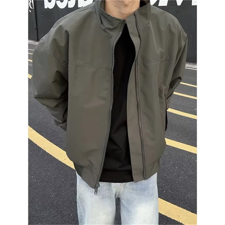 美式复古立领夹克男生秋季宽松小众长袖外套cleanfit高级感教练服,男装夹克,星座506A