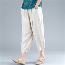 2025夏季新款中年妈妈小个子棉麻宽松休闲薄款洋气减龄，女装休闲裤，阿丹