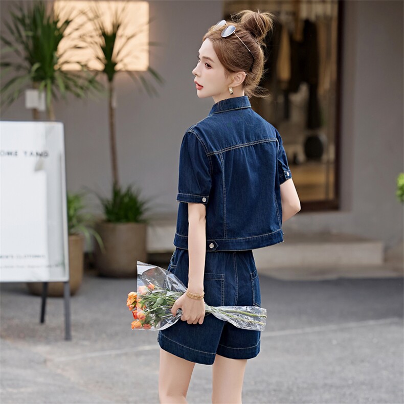 薄款休闲牛仔套装女2025夏季减龄一整套高级感绝美穿搭短裤两件套,女装套装/套裙,意芙