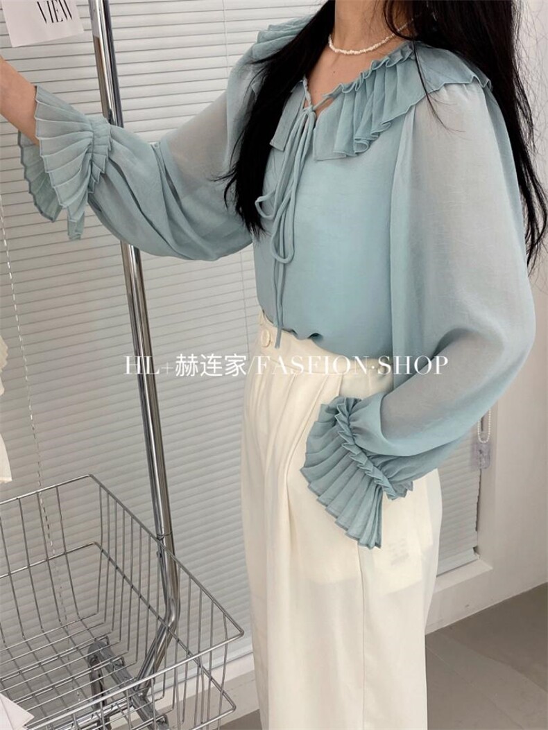 2022夏季新款韩版防晒百折领衬衣，其它，HL+