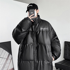 冬季字母印花皮棉衣男立领加厚男士棉服潮流棉袄A266-PY2101-P80，男装棉衣，电商A266