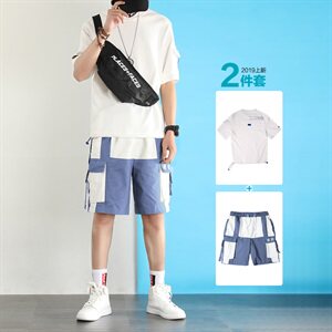 夏季新款男套装2件套时尚潮款青少年款工装工业风DK021+DK089-P75图片