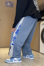 直筒长裤运动裤子男2023宽松阔腿裤抽绳束脚休闲裤卫裤K1032-P45，男装休闲裤，星座207