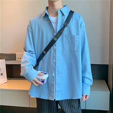 春秋新款牛仔布衬衫男长袖潮流港风日系休闲宽松衬衣W1769-P38，男装衬衫，星座512-4