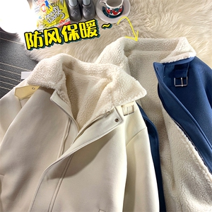 @地毯风 呢料港风ins纯色加厚羊羔毛短款保暖棉衣 A071-089-P125图片