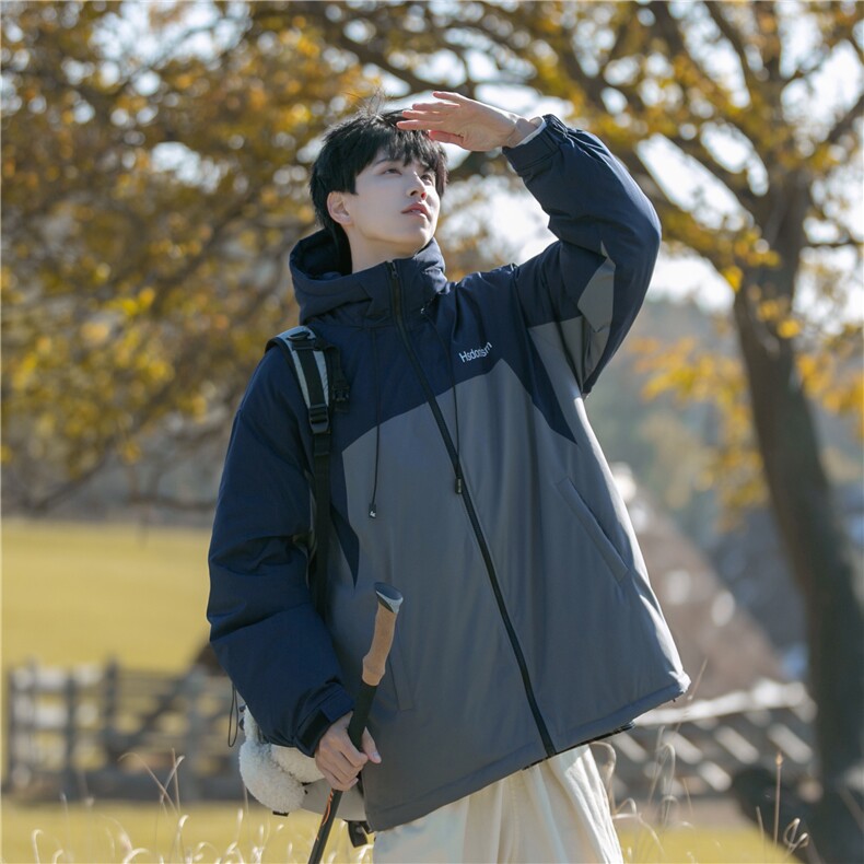 B225-W8434-P134-X168-拼接撞色连帽加厚棉服-材质聚酯纤维,男装棉衣,电商B225