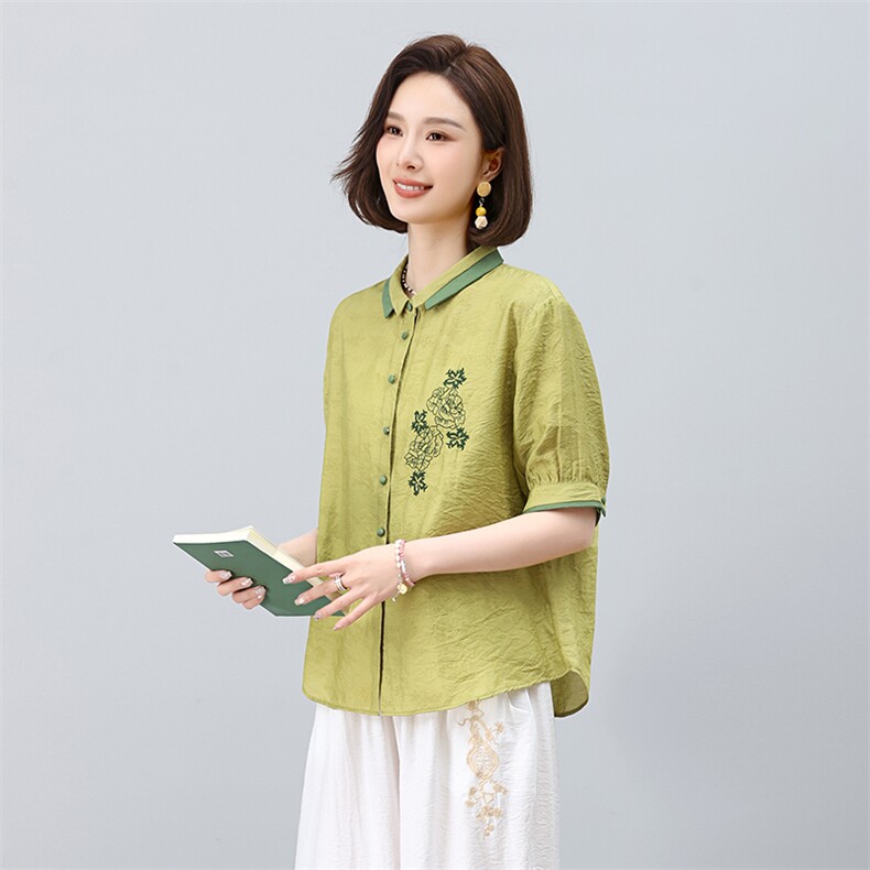 2025夏装新款天丝刺绣上衣,女装衬衫,凝聚力
