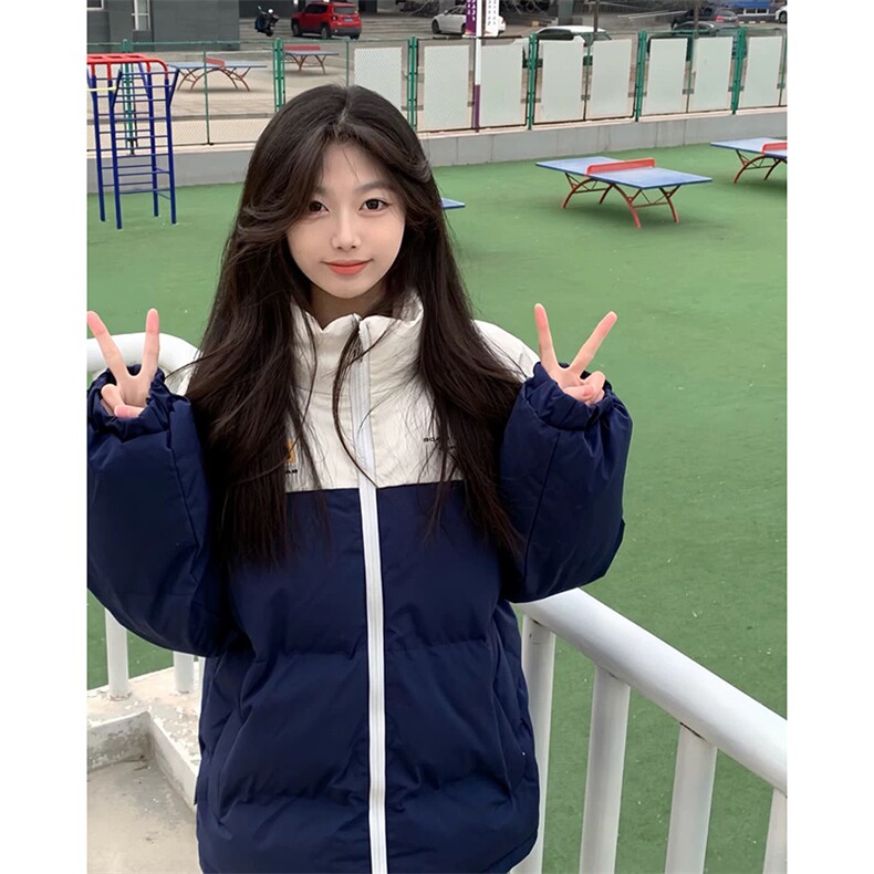 F1028-P128学院风拼接立领棉服女冬季新款设计感面包服棉衣外套，女装短外套，星座617A-2