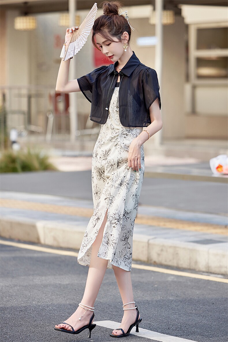 套装女2024新中式夏季新款民族风复古优雅盘扣时尚气质两件套,女装套装/套裙,天丝秀