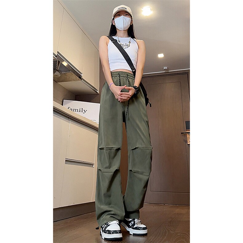 特批2025港风女模宽松时尚速干伞兵休闲裤K202P25控48,男装休闲裤,电商A247
