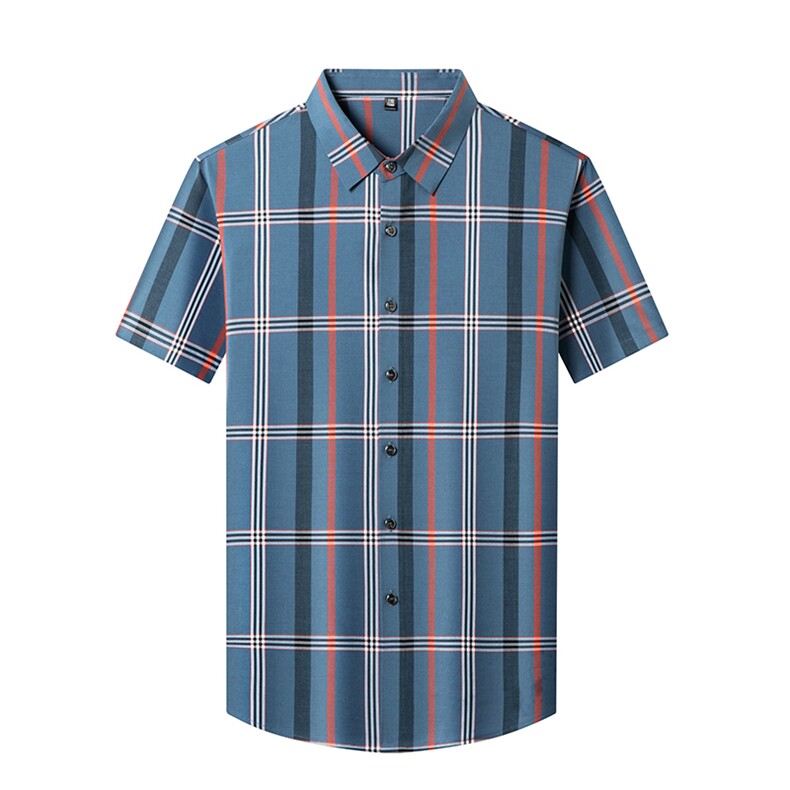 新款男士条纹短袖衬衫男条纹时尚品质商务宽松中年潮服上衣,男装衬衫,钱塘6003（原4033）