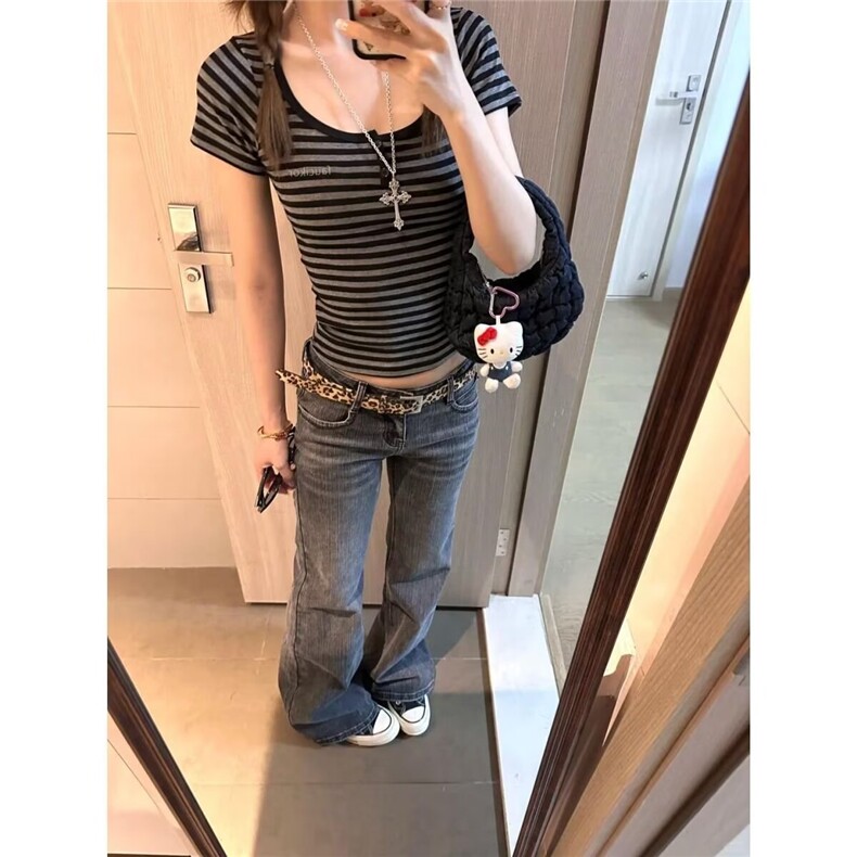 新款t恤女夏季修身显瘦辣妹上衣简约时尚无品牌气质百搭原宿潮流,男装T恤,星座506A