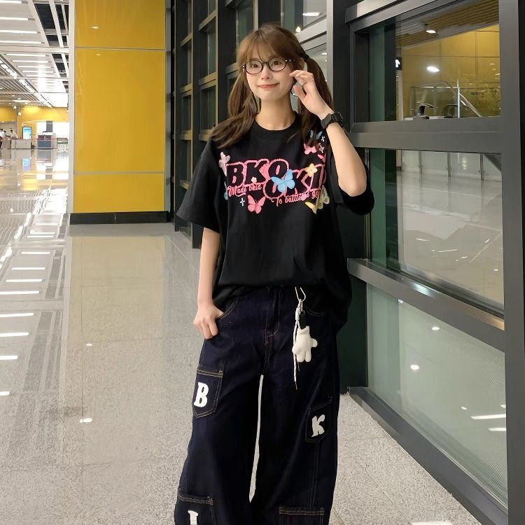 H0867-P35印花+订标+订蝴蝶辅料220克休闲短袖T恤男女同款,女装T恤,星座617A-2