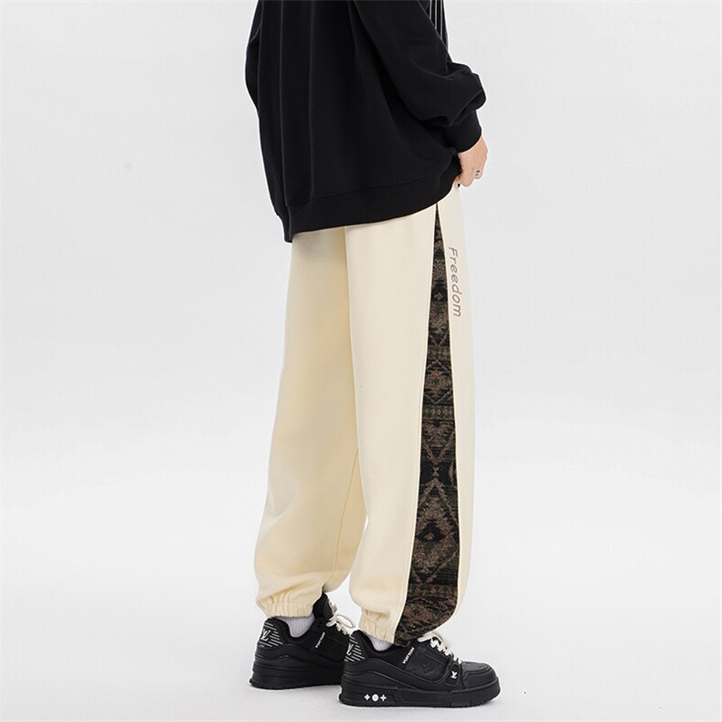 8XL-M春季新中式民族风束脚卫裤男潮牌拼接刺绣休闲裤KZ024P45,男装休闲裤,电商B312
