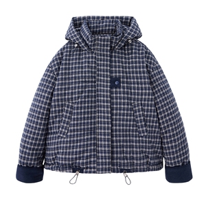 复古格子羽绒棉服女2025冬季新款短款保暖棉衣巨好看的夹棉厚外套图片