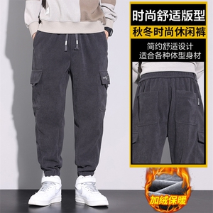 美式工装裤男士秋冬季宽松束脚博澳绒休闲卫裤Z2355-P45/加绒P50图片