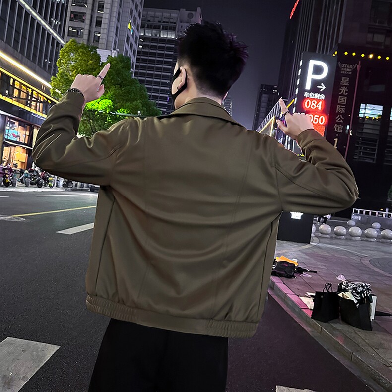高级感秋冬新款男时尚假两件PU皮夹克外套A368-98821-P138绒148,男装夹克,电商A368