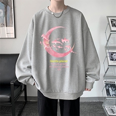华夫格卫衣圆领卫衣男大码长袖t恤男外套HW76209-P30加绒款-P40，男装卫衣，电商A040