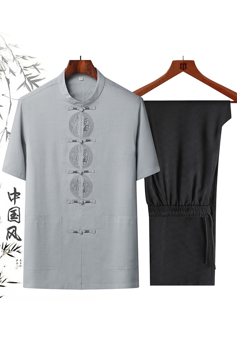 唐装2023年夏季新款男式风男高端复古唐装两件套装,男装民族服装,电商B360