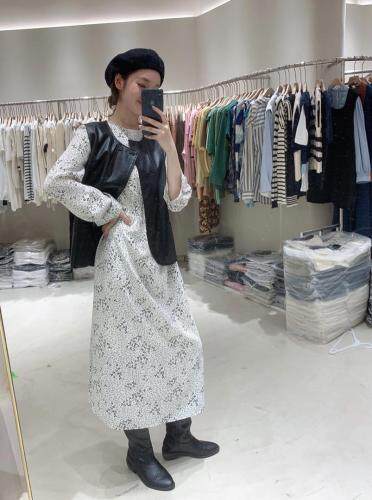 秋款皮马甲连衣裙两件套，女装马夹，晶晶