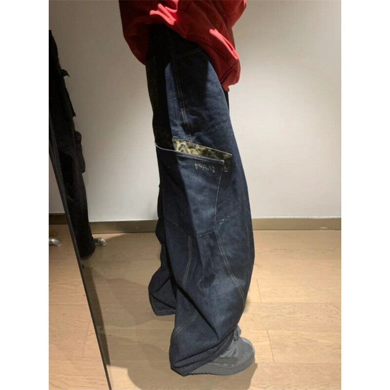 【有货】LBK611ZZ-特58美式复古豹纹拼接大口袋工装弯刀牛仔裤,男装牛仔裤,星座1007（原301D）