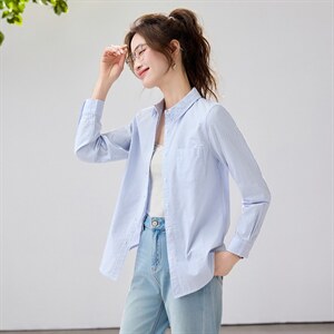 2026春夏新款白色衬衫女宽松显瘦通勤百搭衬衣韩系简约温柔气质，女装衬衫，艾米