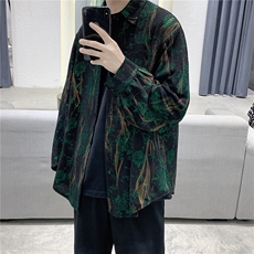 老秋季烫金印花长袖衬衫外套男重工花衬衣CS11188，男装衬衫，电商A426-1(原A430-1)