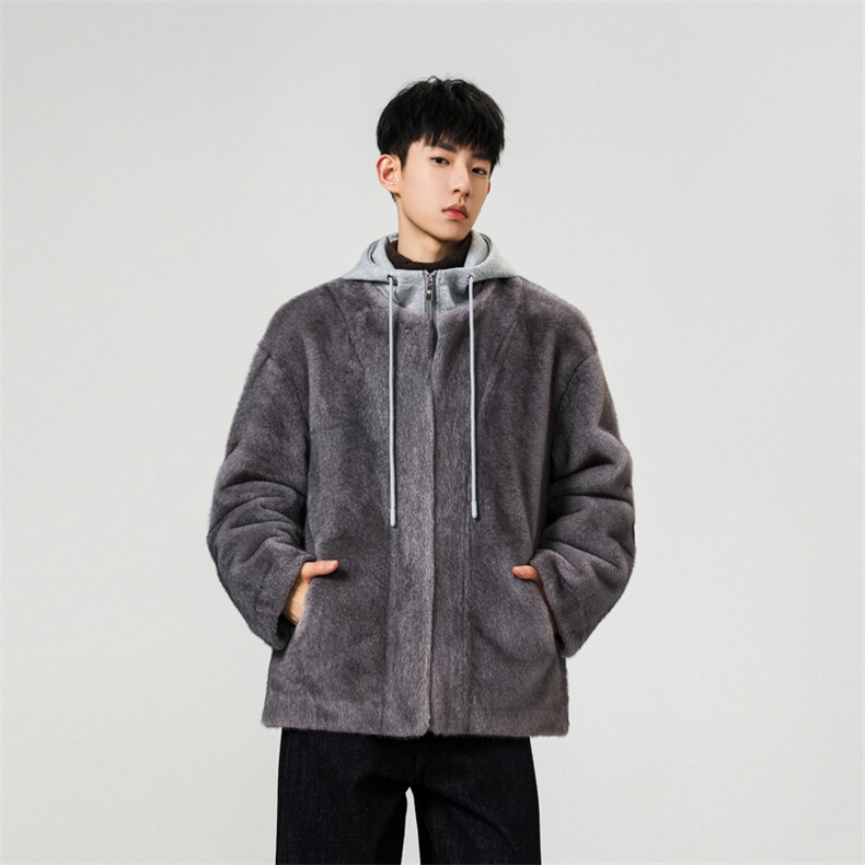 水貂毛皮毛一体夹克棉服男款冬季保暖棉衣痞帅高级感外套My816图片