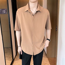 GS5009P45黑色衬衫男短袖垂感短袖夏季薄款宽松休闲韩版白衬衣男，男装T恤，星座1108-5