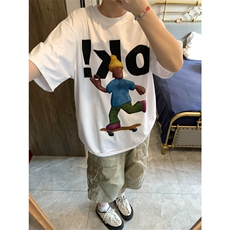 网图有货美式卡通人物OK印花短袖T恤男女情侣宽松上衣A584-P25，男装T恤，星座1505