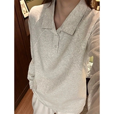 抖音得物高品质美式高街重磅曼巴棉结构螺纹拼接翻领卫衣长袖T恤，男装T恤，电商A486