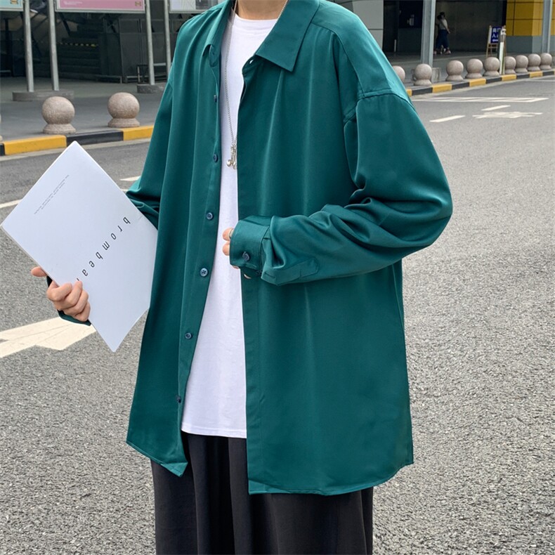 暗扣禁欲系韩INS气质复古垂感免烫衬衫/A338-1C15P50控68,男装衬衫,电商D325