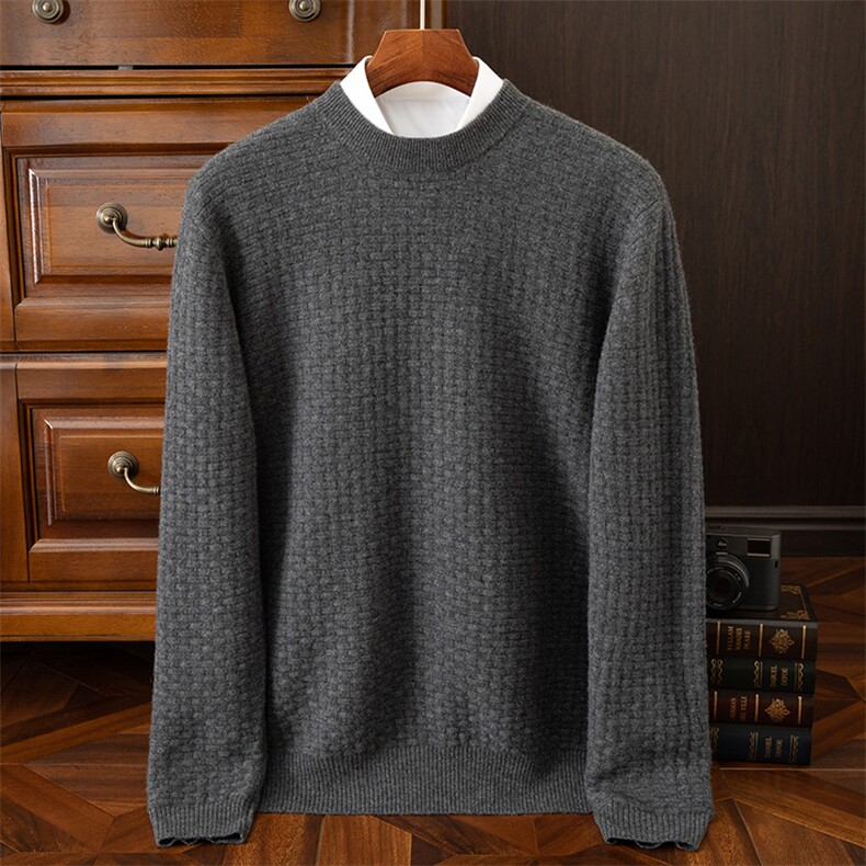 圆领2024年秋季长袖时尚气质简约百搭羊绒衫，男装羊绒套衫，绒之心羊绒