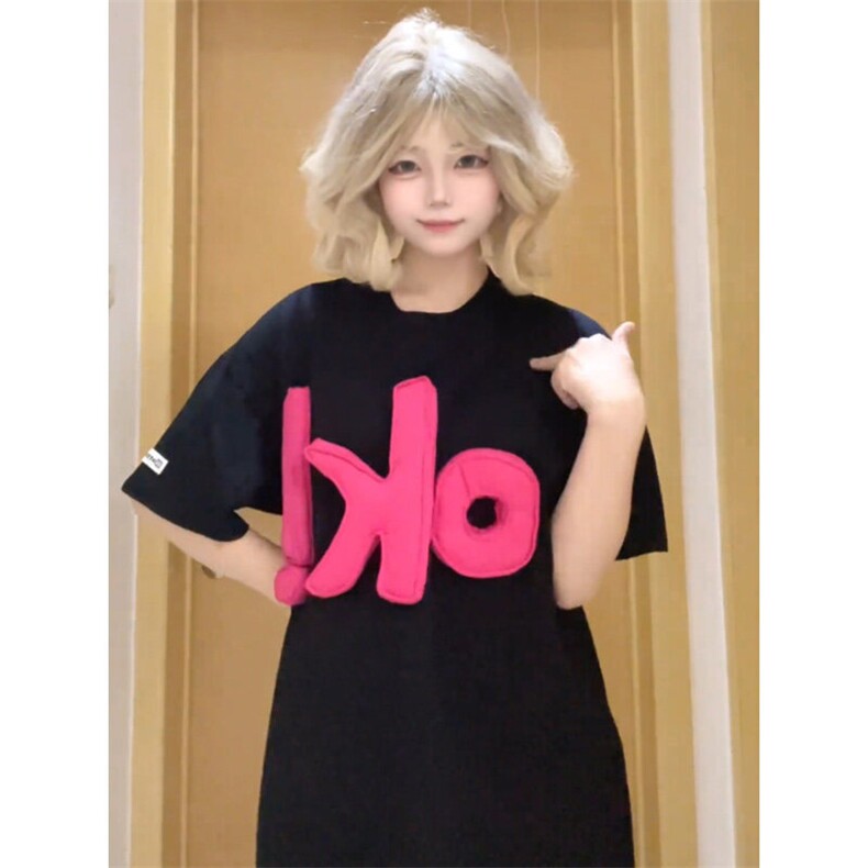 BK891LL-特45美式复古立体字母情侣短袖T恤男女款夏季小领口半袖,男装T恤,星座1007（原301D）