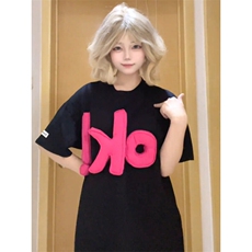 BK891LL-特45美式复古立体字母情侣短袖T恤男女款夏季小领口半袖，男装T恤，星座1007（原301D）