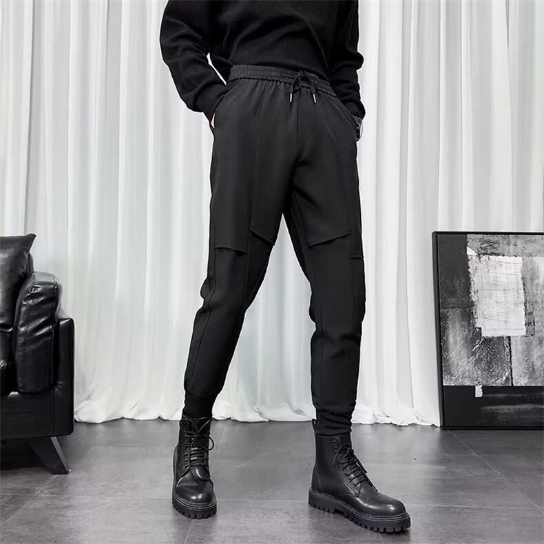 网红黑色裤子男潮牌哈伦裤宽松痞帅束脚休闲小西裤裤子VS033，男装西裤，星座1116A-2（原606A-1）