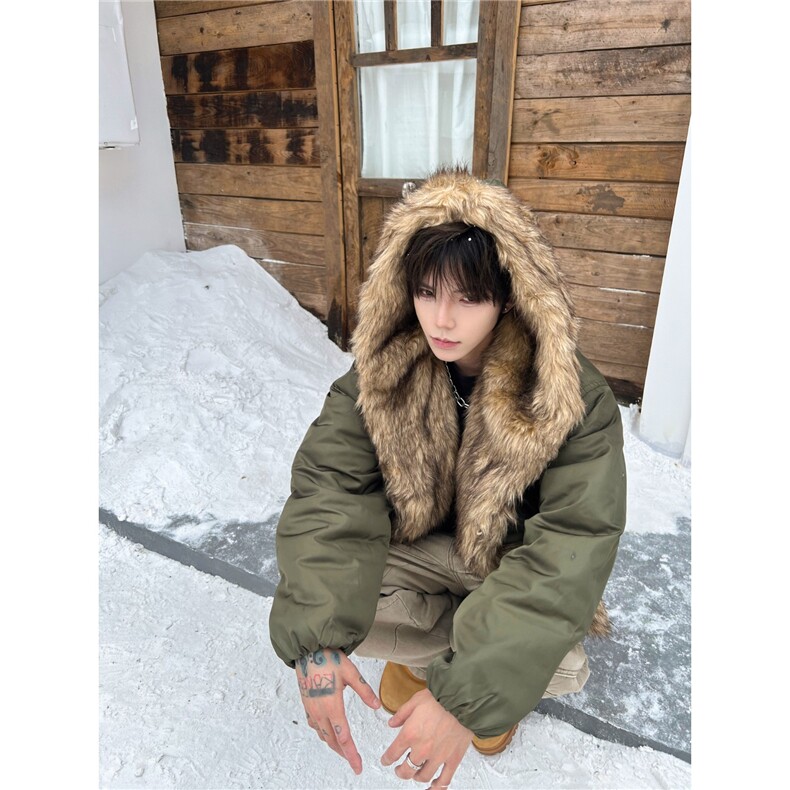 网图大毛领座山雕连帽棉服男冬季加绒加厚夹克外套MY60416-特P115,男装夹克,星座1007（原301D）
