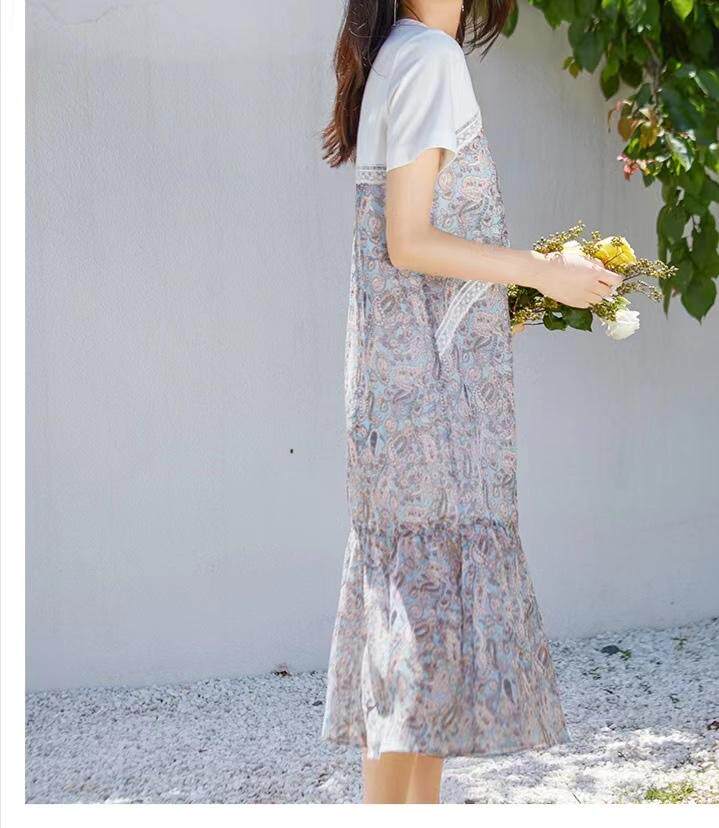 新货夏新款假两件套连衣裙，女装连衣裙，觅处