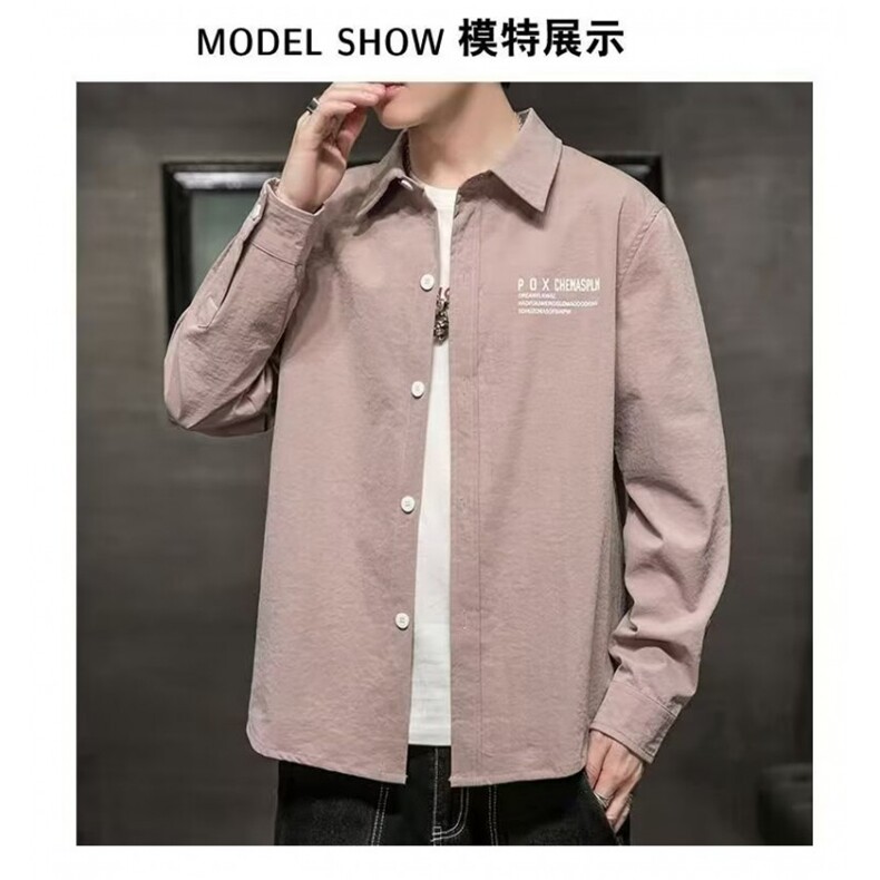 网络图现货潮牌痞帅工装衬衫春秋季免烫衬衣服百搭休闲JG74-P38,男装衬衫,星座715-7