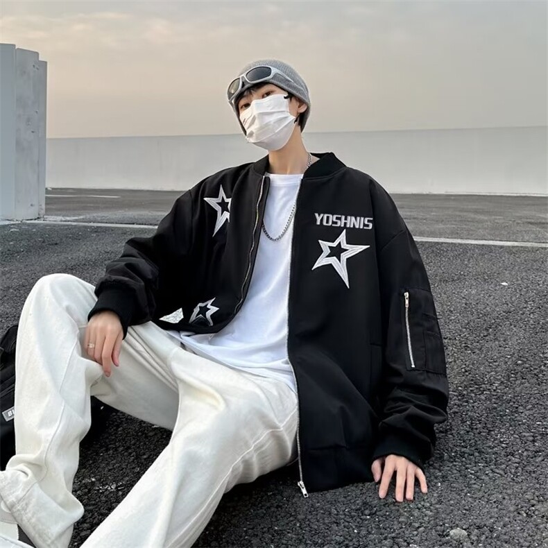 日常原宿拉链青春流行春秋长袖新款夹克文艺潮刺绣外套HY116P55,男装夹克,星座1116-2