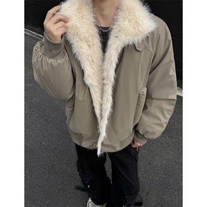 韩系高级感座山雕男女同款冬季PU皮夹棉棉服ZX42批118图片