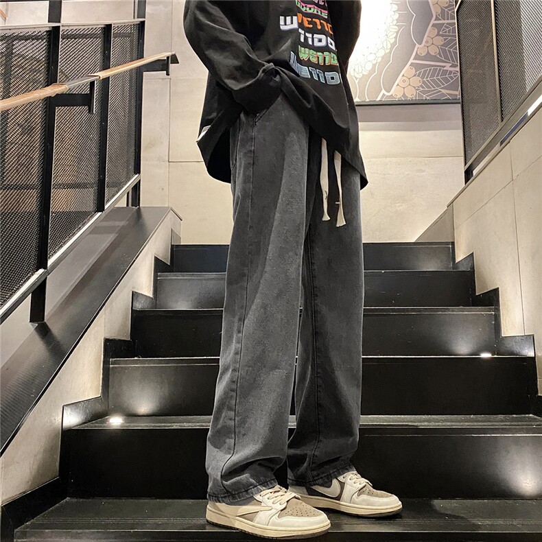 新款复古牛仔裤男潮牌男生美式高街长裤秋季情侣直筒裤N5080-p30,男装牛仔裤,星座1008-1