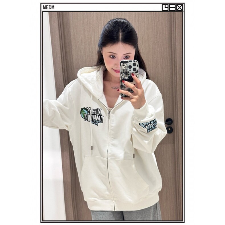 刺绣连帽拉链卫衣KM7038款M-3XL薄,男装卫衣,星座506A