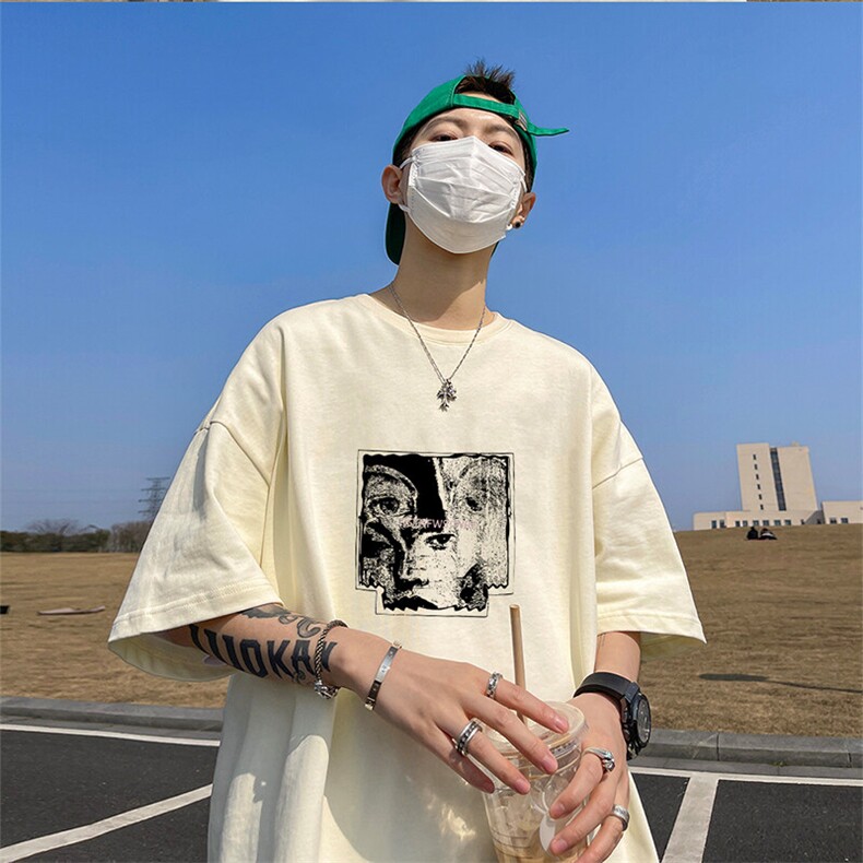 可设48小时发货支持抖音得物来样二开230克重磅美式短袖t恤MT357,男装T恤,电商A486