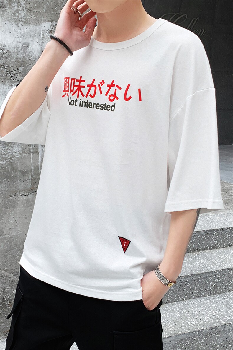 短袖T恤男ulzzang原宿日系宽松潮流印花情侣打底上衣服DS346TP25,男装T恤,电商A102