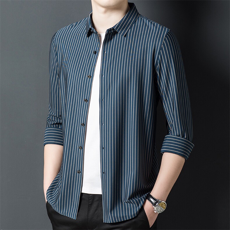AFz1715钱塘2020-3夏季时尚休闲条纹长袖衬衫高品质P125,男装衬衫,钱塘207-3