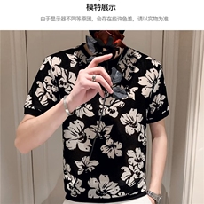 网眼透气冰丝男士t恤短袖潮流潮牌痞帅夏季提花速干薄款凉感上衣，男装T恤，电商B212（原钱塘6029）