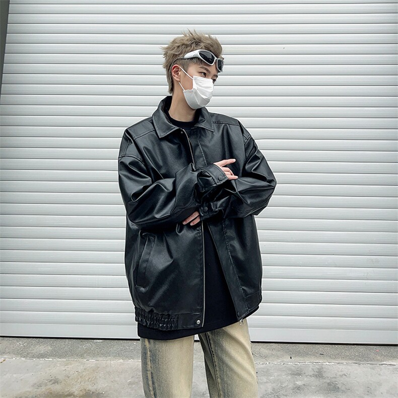 美式复古潮流pu皮夹克2024春季新款机车皮衣外套男现货W8125-P60,男装夹克,星座512-4